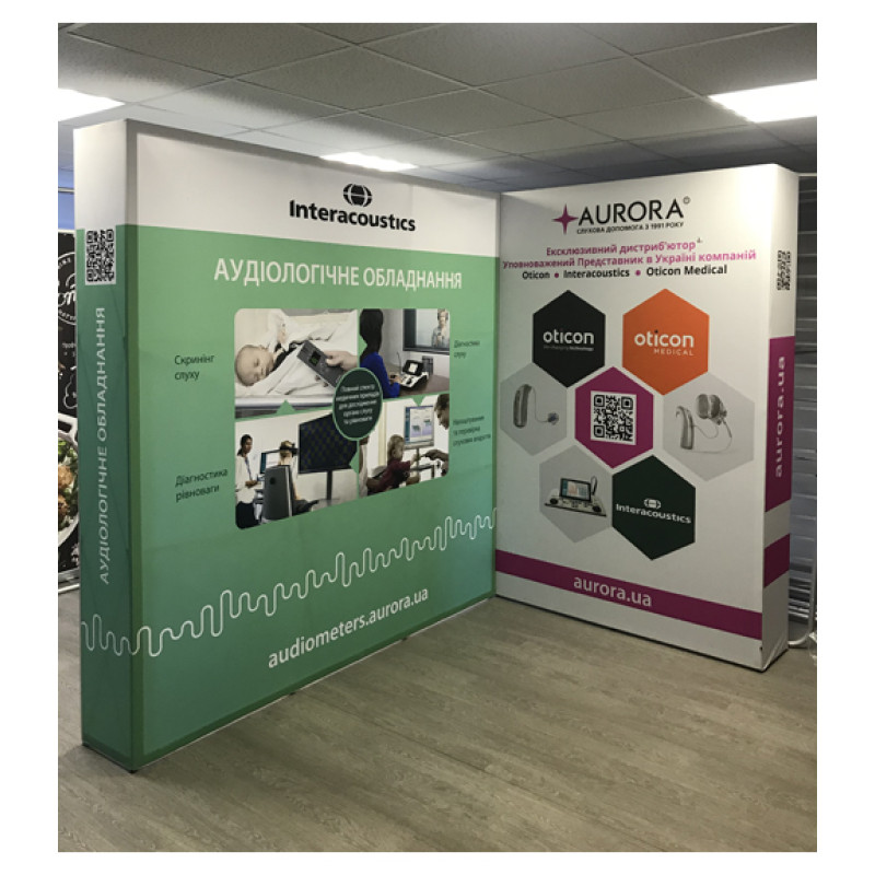 Угловой текстильный поп-ап стенд MultiForm