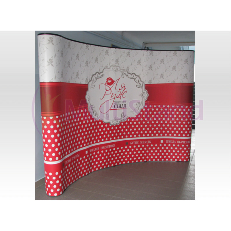 Pop-up стенд Standart изогнутый в чемодане